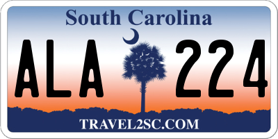 SC license plate ALA224