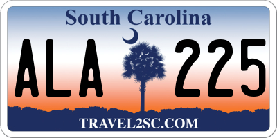 SC license plate ALA225