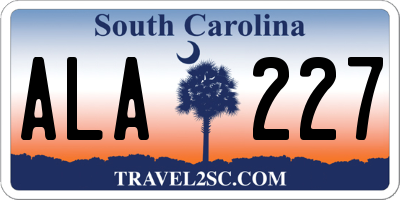 SC license plate ALA227