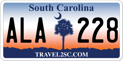 SC license plate ALA228