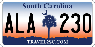 SC license plate ALA230