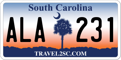 SC license plate ALA231