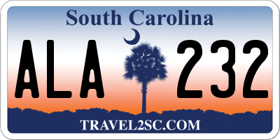 SC license plate ALA232
