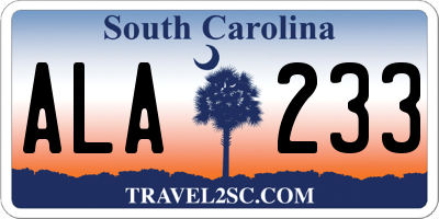 SC license plate ALA233
