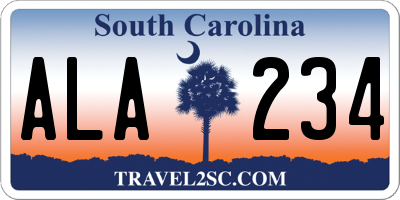 SC license plate ALA234