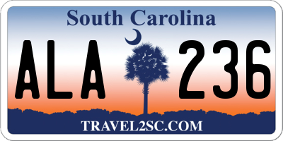 SC license plate ALA236