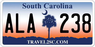 SC license plate ALA238