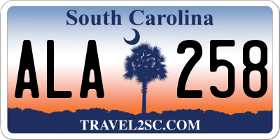 SC license plate ALA258