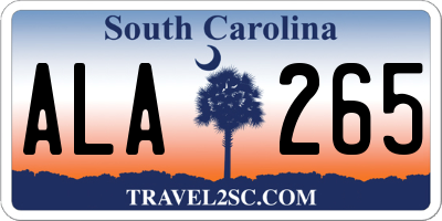 SC license plate ALA265