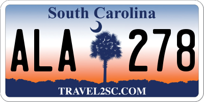SC license plate ALA278