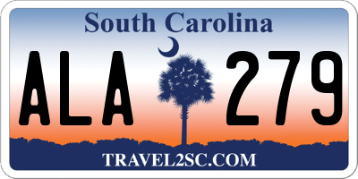 SC license plate ALA279