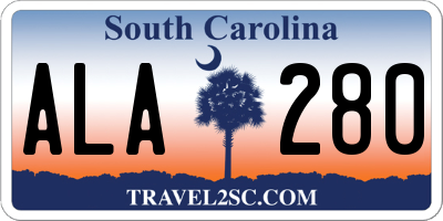 SC license plate ALA280
