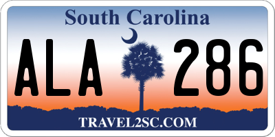SC license plate ALA286