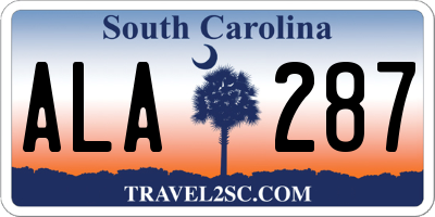 SC license plate ALA287