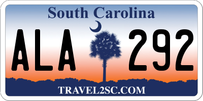SC license plate ALA292