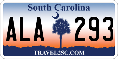SC license plate ALA293