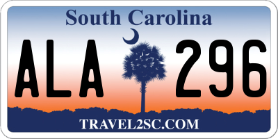 SC license plate ALA296