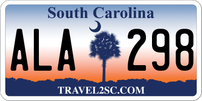 SC license plate ALA298