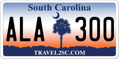 SC license plate ALA300