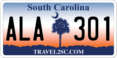 SC license plate ALA301