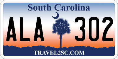 SC license plate ALA302