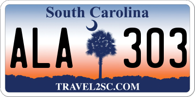 SC license plate ALA303