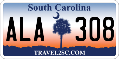 SC license plate ALA308