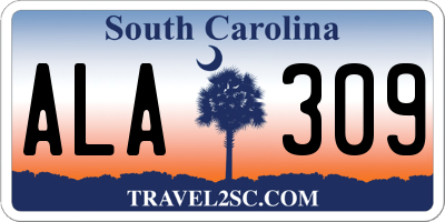 SC license plate ALA309