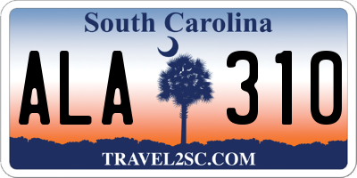 SC license plate ALA310