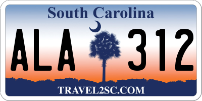 SC license plate ALA312