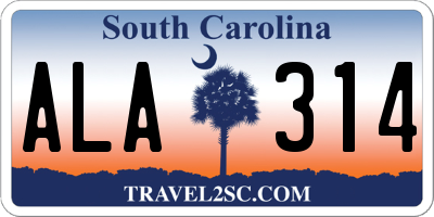 SC license plate ALA314