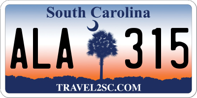 SC license plate ALA315