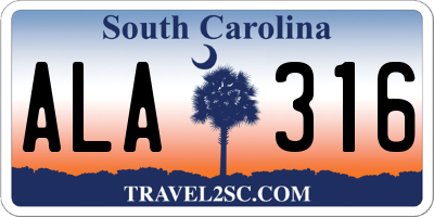 SC license plate ALA316