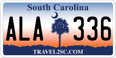 SC license plate ALA336