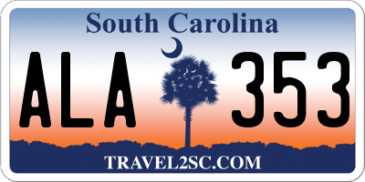 SC license plate ALA353
