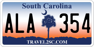 SC license plate ALA354