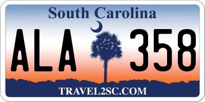 SC license plate ALA358