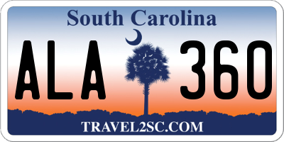 SC license plate ALA360
