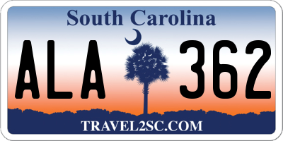 SC license plate ALA362