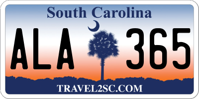 SC license plate ALA365