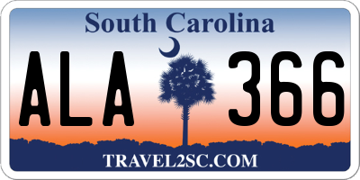 SC license plate ALA366