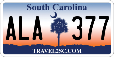 SC license plate ALA377
