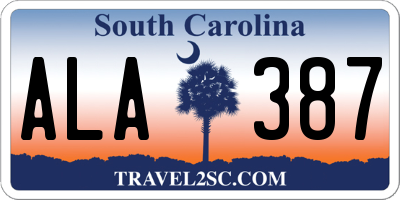 SC license plate ALA387