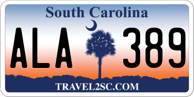 SC license plate ALA389