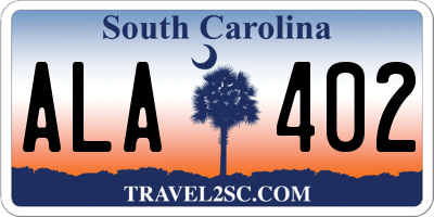 SC license plate ALA402