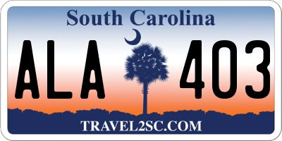 SC license plate ALA403