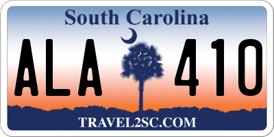 SC license plate ALA410
