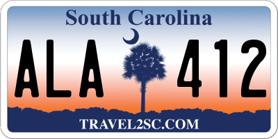 SC license plate ALA412