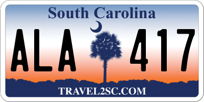 SC license plate ALA417