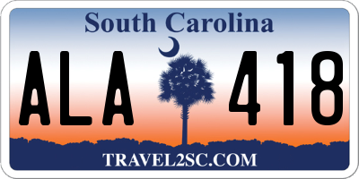 SC license plate ALA418